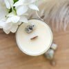 Moonstone Crystal Candle for Hope and Healing. Orchid and Vanilla with Wooden wick