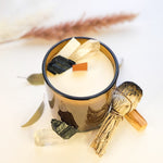 Purification, Protection and Peace Crystal Candle - Sage and Palo Santo - 350g / 65h