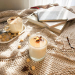 Noix de Macadam et ChaÏ Latte - Chandelle de coco et soja avec mèche en bois crépitante